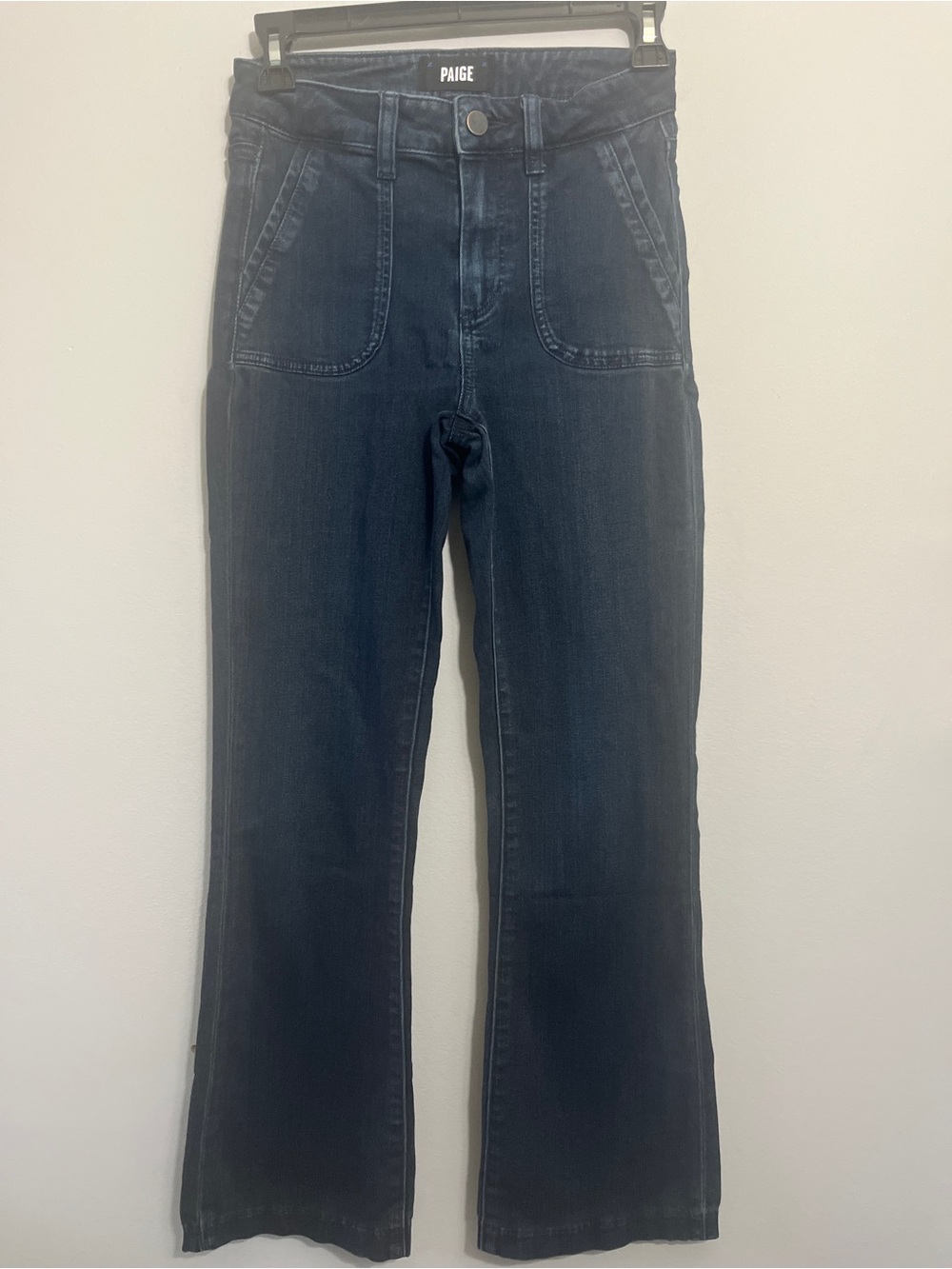 PAIGE Claudine Navy Blue Wide-Leg Flare Jeans Size 24